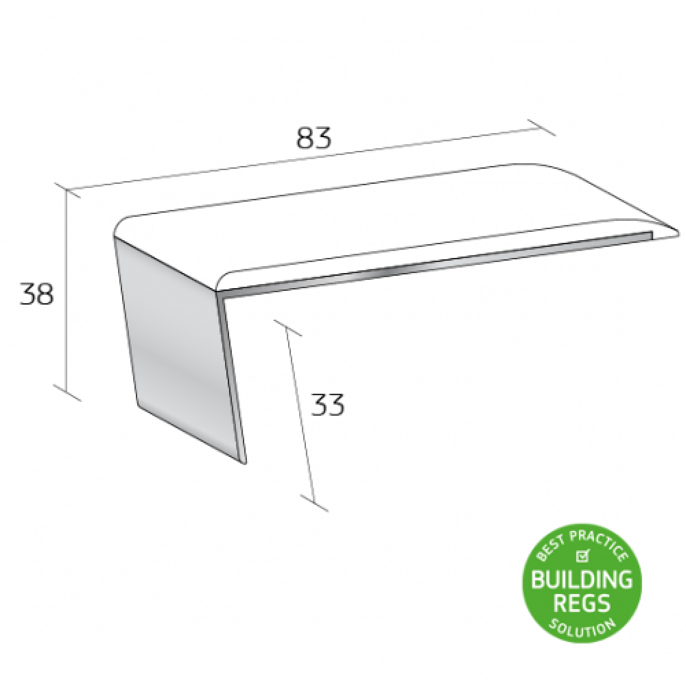 QR-SRWR WIDE STAIR NOSING - NO FLOORCOVERING - RAKE BACK RAMP BACK